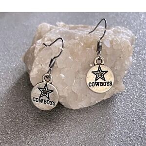 Dallas Cowboys NFL Earrings  Sterling Silver Lone Star Football Logo Dangle -NEW